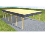 Walmblenden-Doppelcarport Grömitz LG Classic, 605x879 cm, vorbereitet für Grünbedachung, Kiefer KDI-grün Lang (879 cm) | vorbereitet für Gründach | Kiefer KDI