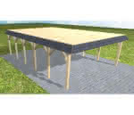 Walmblenden-Doppelcarport Grömitz LG Master, 605x879 cm, vorbereitet für Grünbedachung, Fichte KVH naturbelassen Lang (879 cm) | vorbereitet für Gründach | Fichte KVH natur