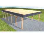 Walmblenden-Doppelcarport Grömitz LG Perfect, 605x879 cm, vorbereitet für Grünbedachung, Fichte Leimholz naturbelassen Lang (879 cm) | vorbereitet für Gründach | Fichte Leimholz natur