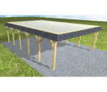Walmblenden-Doppelcarport Grömitz LT Classic, 610x879 cm, mit tropfhemmenden Stahl-Trapezplatten, Kiefer KDI-grün Lang (879 cm) | Trapez-Profil, tropfhemmend | Kiefer KDI