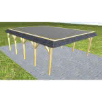 Walmblenden-Doppelcarport Grömitz MF Classic, 605x717 cm, mit Foliendach, Kiefer KDI-grün Mittel (717 cm) | Foliendach | Kiefer KDI