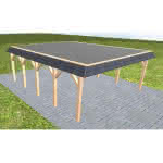 Walmblenden-Doppelcarport Grömitz MF Perfect, 605x717 cm, mit Foliendach, Fichte Leimholz naturbelassen Mittel (717 cm) | Foliendach | Fichte Leimholz natur