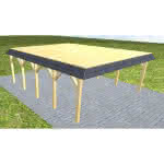 Walmblenden-Doppelcarport Grömitz MG Classic, 605x717 cm, vorbereitet für Grünbedachung, Kiefer KDI-grün Mittel (717 cm) | vorbereitet für Gründach | Kiefer KDI