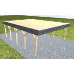 Walmblenden-Doppelcarport Grömitz MG Master, 605x717 cm, vorbereitet für Grünbedachung, Fichte KVH naturbelassen Mittel (717 cm) | vorbereitet für Gründach | Fichte KVH natur