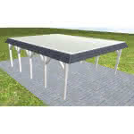 Walmblenden-Doppelcarport Grömitz MT Select, 610x717 cm, mit tropfhemmenden Stahl-Trapezplatten, Fichte Leimholz weiß grundiert Mittel (717 cm) | Trapez-Profil, tropfhemmend | Fichte Leimholz weiß