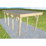 Einzelcarport Bergen KF Master, 305x556 cm, mit Foliendach, Fichte KVH naturbelassen Kurz (556 cm) | Foliendach | Fichte KVH natur