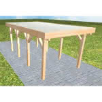 Einzelcarport Bergen KT Perfect, 293x556 cm, mit tropfhemmenden Stahl-Trapezplatten, Fichte Leimholz naturbelassen Kurz (556 cm) | Trapez-Profil, tropfhemmend | Fichte Leimholz natur