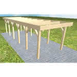 Einzelcarport Bergen LO Master, 305x879 cm, ohne Bedachung, Fichte KVH naturbelassen Lang (879 cm) | ohne Bedachung | Fichte KVH natur