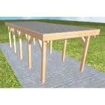 Einzelcarport Bergen MF Perfect, 305x717 cm, mit Foliendach, Fichte Leimholz naturbelassen Mittel (717 cm) | Foliendach | Fichte Leimholz natur