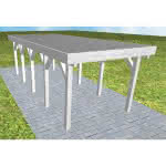 Einzelcarport Bergen MF Select, 305x717 cm, mit Foliendach, Fichte Leimholz weiß grundiert Mittel (717 cm) | Foliendach | Fichte Leimholz weiß