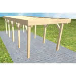 Einzelcarport Bergen MO Master, 305x717 cm, ohne Bedachung, Fichte KVH naturbelassen Mittel (717 cm) | ohne Bedachung | Fichte KVH natur