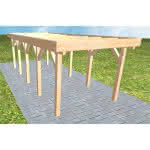 Einzelcarport Bergen MO Perfect, 305x717 cm, ohne Bedachung, Fichte Leimholz naturbelassen Mittel (717 cm) | ohne Bedachung | Fichte Leimholz natur