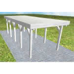 Einzelcarport Bergen MT Select, 293x717 cm, mit tropfhemmenden Stahl-Trapezplatten, Fichte Leimholz weiß grundiert Mittel (717 cm) | Trapez-Profil, tropfhemmend | Fichte Leimholz weiß