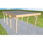 Carport mit Flachdach aus Massivholz  Kurz (556 cm) | Foliendach | Fichte Leimholz natur