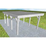 Carport mit Flachdach aus Massivholz  Kurz (556 cm) | Foliendach | Fichte Leimholz weiß