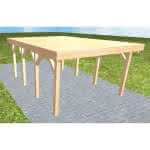 Carport mit Flachdach aus Massivholz  Kurz (556 cm) | vorbereitet für Gründach | Fichte Leimholz natur