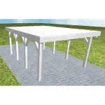 Carport mit Flachdach aus Massivholz  Kurz (556 cm) | vorbereitet für Gründach | Fichte Leimholz weiß