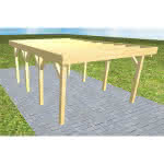 Carport mit Flachdach aus Massivholz  Kurz (556 cm) | ohne Bedachung | Kiefer KDI