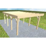 Carport mit Flachdach aus Massivholz  Kurz (556 cm) | ohne Bedachung | Fichte KVH natur