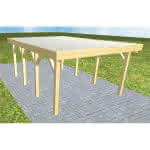 Carport mit Flachdach aus Massivholz  Kurz (556 cm) | Trapez-Profil, tropfhemmend | Kiefer KDI