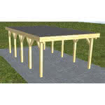 Carport mit Flachdach aus Massivholz  Mittel (717 cm) | Foliendach | Kiefer KDI