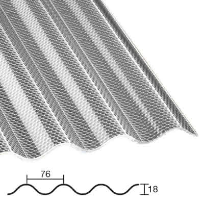 Polycarbonat Sinusprofil 76/18 Wabe anthrazit 1045 mm 2,8 mm 6000 mm 6000 mm