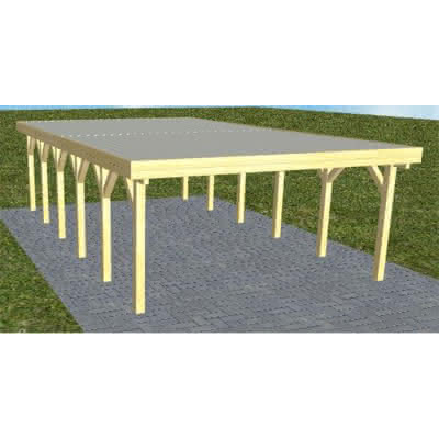 Holzblenden-Carport Burg LT Classic, 498x879 cm, mit tropfhemmenden Stahl-Trapezplatten, Kiefer KDI-grün Lang (879 cm) | Trapez-Profil, tropfhemmend | Kiefer KDI