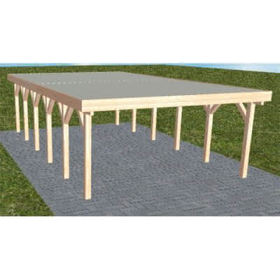 Holzblenden-Carport Burg LT Natur, 498x879 cm, mit tropfhemmenden Stahl-Trapezplatten, Lärche naturbelassen Lang (879 cm) | Trapez-Profil, tropfhemmend | Lärche natur