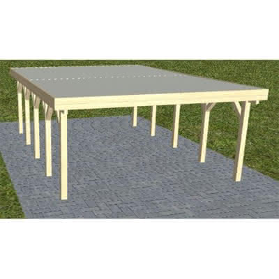 Holzblenden-Carport Burg MT Master, 498x717 cm, mit tropfhemmenden Stahl-Trapezplatten, Fichte KVH naturbelassen Mittel (717 cm) | Trapez-Profil, tropfhemmend | Fichte KVH natur