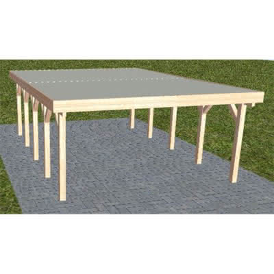 Holzblenden-Carport Burg MT Natur, 498x717 cm, mit tropfhemmenden Stahl-Trapezplatten, Lärche naturbelassen Mittel (717 cm) | Trapez-Profil, tropfhemmend | Lärche natur