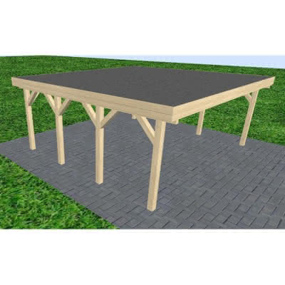 Doppelcarport Büsum KF Master, 605x556 cm, mit Foliendach, Fichte KVH naturbelassen Kurz (556 cm) | Foliendach | master