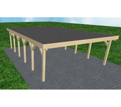 Doppelcarport Büsum LF Master, 605x879 cm, mit Foliendach, Fichte KVH naturbelassen Lang (879 cm) | Foliendach | Fichte KVH natur