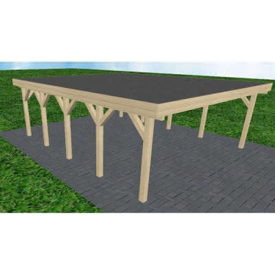 Doppelcarport Büsum MF Master, 605x717 cm, mit Foliendach, Fichte KVH naturbelassen Mittel (717 cm) | Foliendach | master