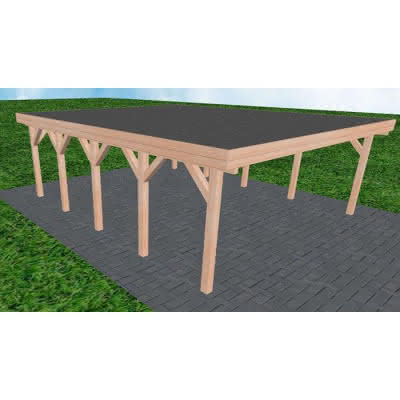 Doppelcarport Büsum MF Natur, 605x717 cm, mit Foliendach, Lärche naturbelassen Mittel (717 cm) | Foliendach | natur