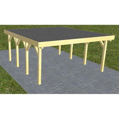 Holzblenden-Carport Burg KF Classic, 505x556 cm, mit Foliendach, Kiefer KDI-grün Kurz (556 cm) | Foliendach | Kiefer KDI