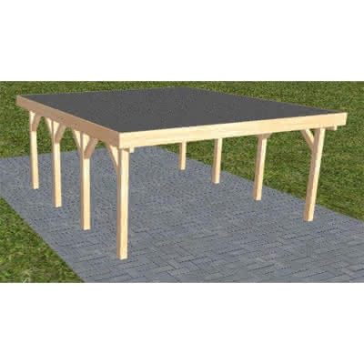 Holzblenden-Carport Burg KF Perfect, 505x556 cm, mit Foliendach, Fichte Leimholz naturbelassen Kurz (556 cm) | Foliendach | Fichte Leimholz natur