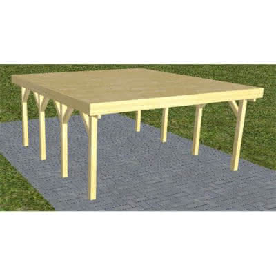 Holzblenden-Carport Burg KG Classic, 505x556 cm, vorbereitet für Grünbedachung, Kiefer KDI-grün Kurz (556 cm) | vorbereitet für Gründach | Kiefer KDI