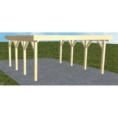 Holzblenden-Carport Burg KO Master, 505x556 cm, ohne Bedachung, Fichte KVH naturbelassen Kurz (556 cm) | ohne Bedachung | Fichte KVH natur