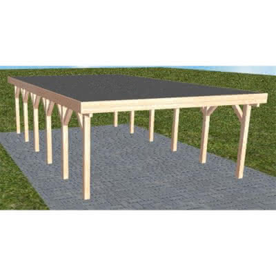 Holzblenden-Carport Burg LF Natur, 505x879 cm, mit Foliendach, Lärche naturbelassen Lang (879 cm) | Foliendach | Lärche natur