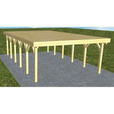 Holzblenden-Carport Burg LG Classic, 505x879 cm, vorbereitet für Grünbedachung, Kiefer KDI-grün Lang (879 cm) | vorbereitet für Gründach | Kiefer KDI