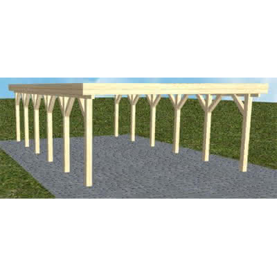 Holzblenden-Carport Burg LO Master, 505x879 cm, ohne Bedachung, Fichte KVH naturbelassen Lang (879 cm) | ohne Bedachung | Fichte KVH natur