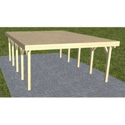 Holzblenden-Carport Burg MG Master, 505x717 cm, vorbereitet für Grünbedachung, Fichte KVH naturbelassen Mittel (717 cm) | vorbereitet für Gründach | Fichte KVH natur