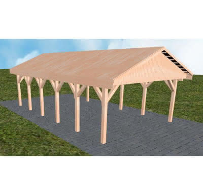 Satteldach-Carport Walsrode LG, 505x903 cm, vorbereitet für Grünbedachung, Lärche naturbelassen Lang (903 cm) | vorbereitet für Gründach | Lärche natur