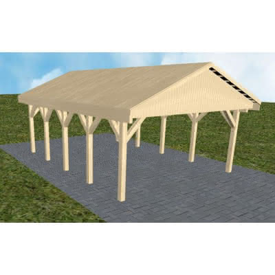 Satteldach-Carport Walsrode MG, 505x723 cm, vorbereitet für Grünbedachung, Fichte KVH naturbelassen Mittel (723 cm) | vorbereitet für Gründach | Fichte KVH natur