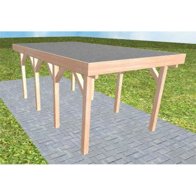 Einzelcarport Bergen KF Natur, 305x556 cm, mit Foliendach, Lärche naturbelassen Kurz (556 cm) | Foliendach | Lärche natur