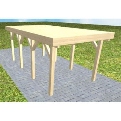 Einzelcarport Bergen KG Master, 305x556 cm, vorbereitet für Grünbedachung, Fichte KVH naturbelassen Kurz (556 cm) | vorbereitet für Gründach | Fichte KVH natur