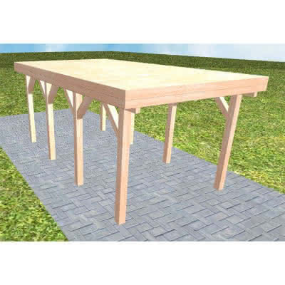 Einzelcarport Bergen KG Natur, 305x556 cm, vorbereitet für Grünbedachung, Lärche naturbelassen Kurz (556 cm) | vorbereitet für Gründach | Lärche natur