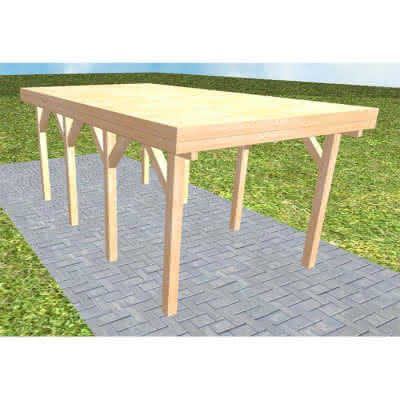 Einzelcarport Bergen KG Perfect, 305x556 cm, vorbereitet für Grünbedachung, Fichte Leimholz naturbelassen Kurz (556 cm) | vorbereitet für Gründach | Fichte Leimholz natur