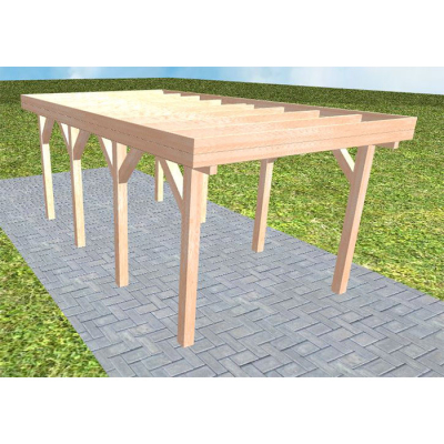 Einzelcarport Bergen KO Natur, 305x556 cm, ohne Bedachung, Lärche naturbelassen Kurz (556 cm) | ohne Bedachung | Lärche natur