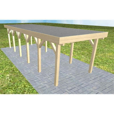 Einzelcarport Bergen LF Master, 305x879 cm, mit Foliendach, Fichte KVH naturbelassen Lang (879 cm) | Foliendach | Fichte KVH natur